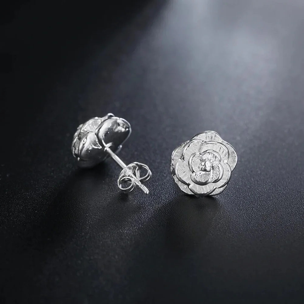 925 Sterling Silver Fine Flower bud Earring stud for Women Luxury Fashio…